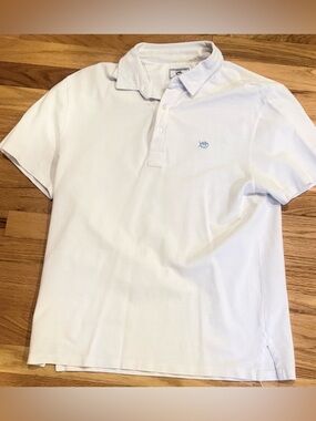 SOUTHERN TIDE SKIPJACK CLASSIC WHITE BEACHSIDE POLO SHIRT TRIM FIT sz L